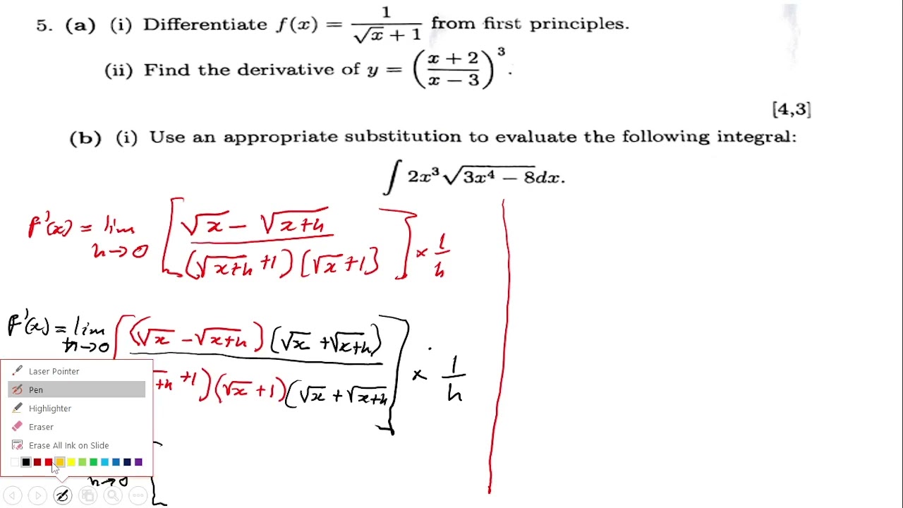 MAT 1100 2023 EXAM QUESTION FIVE SOLUTION