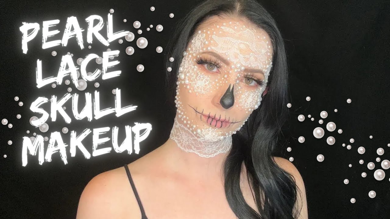 Lace Pearl Rhinestone Sugar Skull Halloween Makeup Tutorial