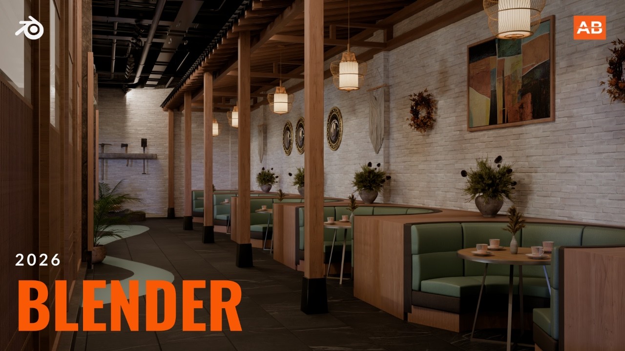 Создание ресторана в деревенском стиле в Blender 5.0 | Полный процесс (ускоренная съемка)