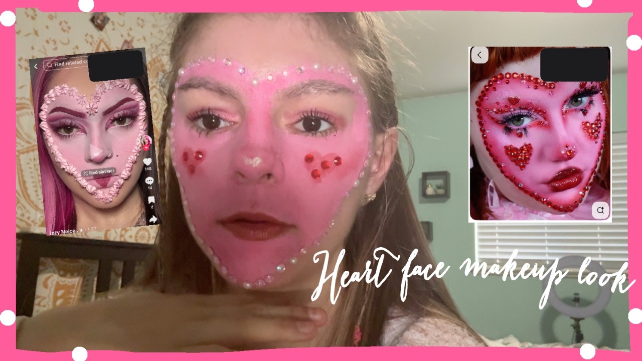 Heart face makeup look