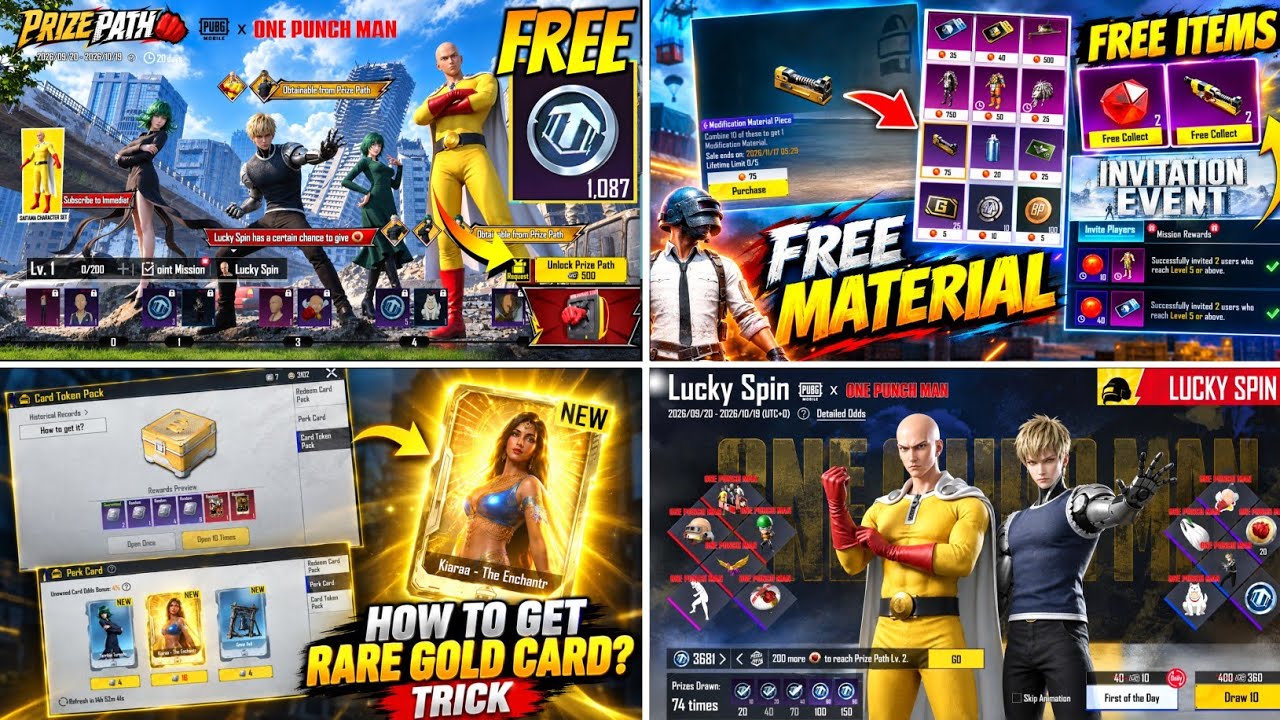 😱 NEXT PRIZE PATH IS HERE | HOW TO GET FREE MATERIAL | ONE PUNCH MAN LUCKY SPIN | BGMI PRIZE PATH 
