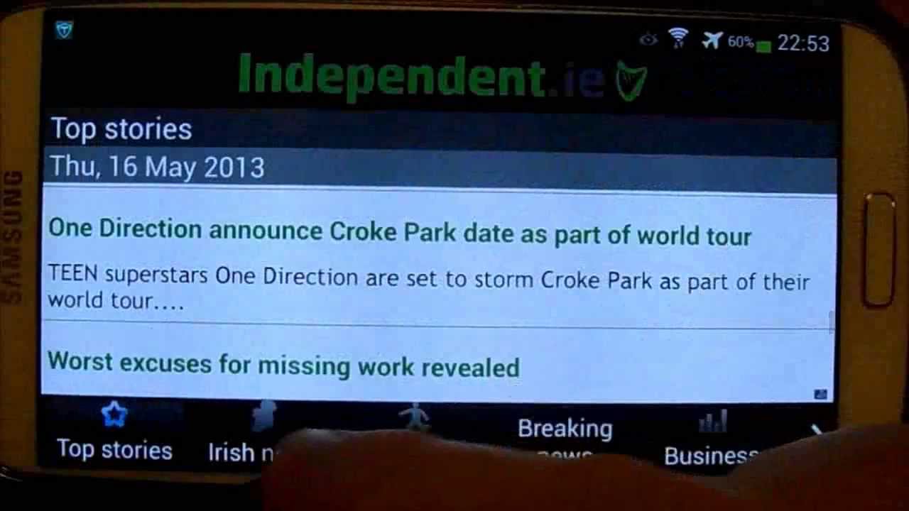 The Irish Independent Android News App Review - The Irish Independent Newspaper