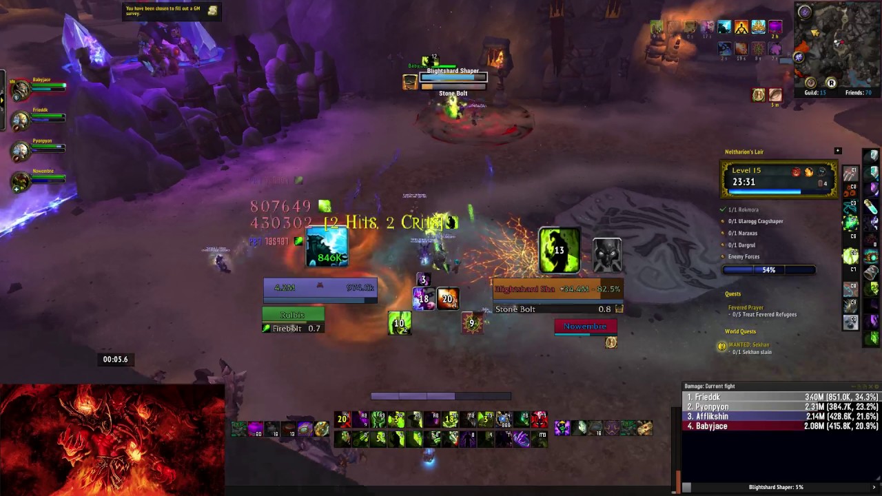 7.2.5 Mythic +15 Neltharion's Lair, Destruction Warlock PoV