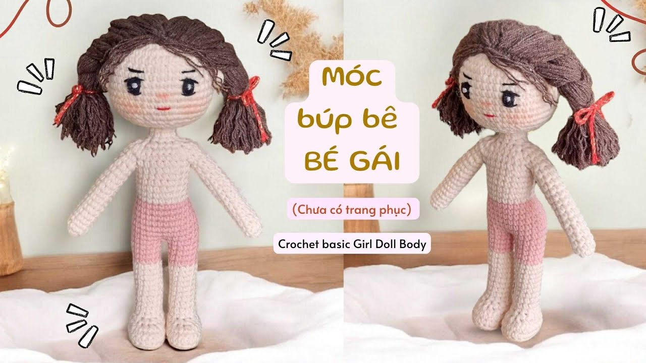 B&agrave;i 494: Crochet baby doll | M&oacute;c b&uacute;p b&ecirc; b&eacute; g&aacute;i cao 20cm | Bi Do Handmade