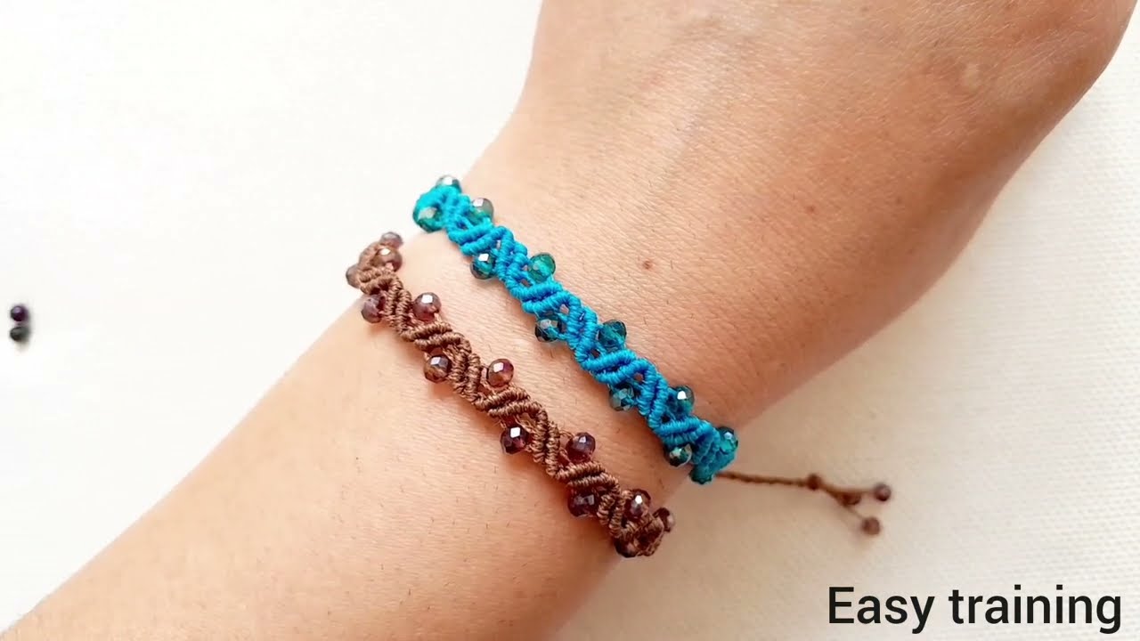 Crystal Beads Bracelet Tutorial Beautiful  Handmade ✨️ 😊|Micro macrame Bracelet training 🪢🫰