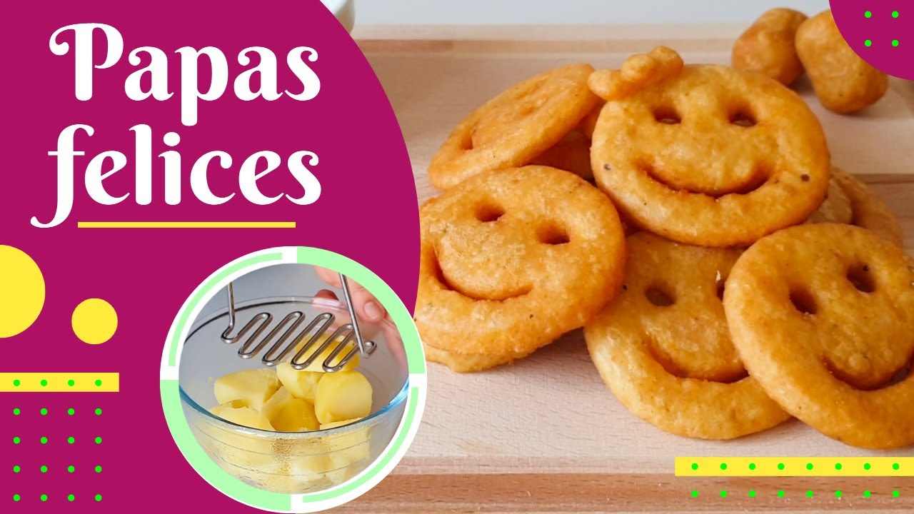 PAPAS SONRIENTES o PAPAS FELICES | Receta fácil y rápida de patatas fritas felices | Papas fritas