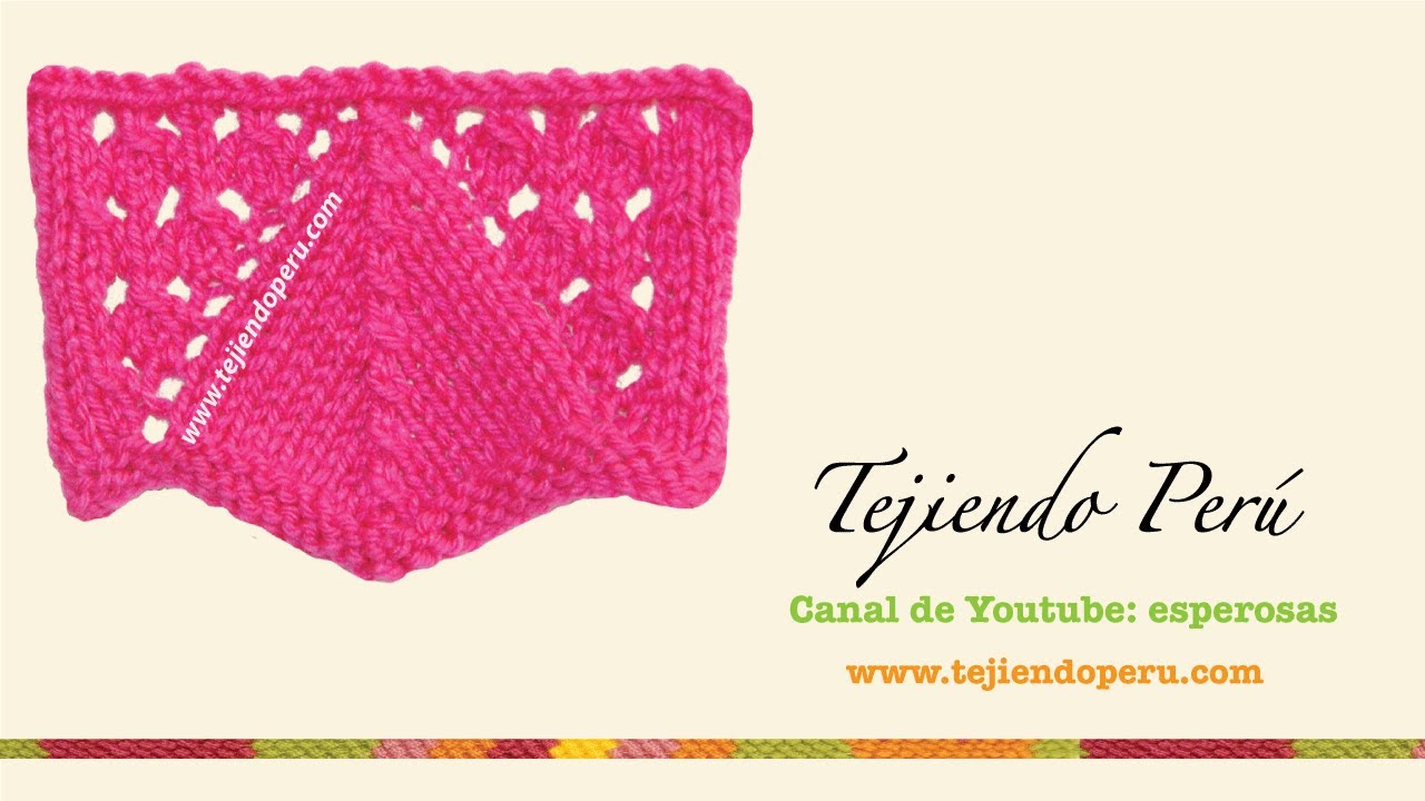 Puntada triángulos con calados tejido en dos agujas o palitos
