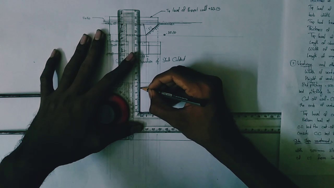 How to draw plan of slab culvert (box type) in Telugu