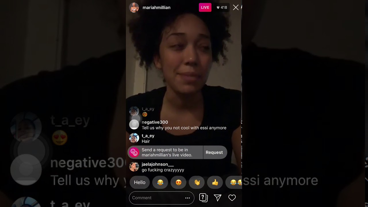 Mariah Millian goes live on Instagram ( calls phonzieh crazy❗️❗️)