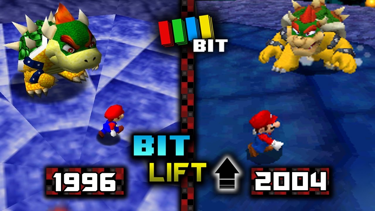 Super Mario 64 (1996) vs. (2004) Graphics | Bit Lift [TetraBitGaming]