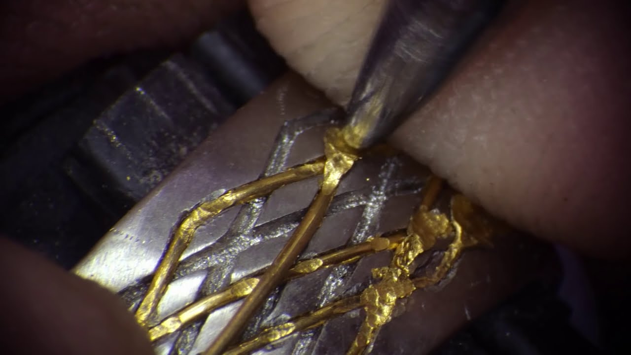 24K Gold Inlay Into 18K Gold Ring - Birmingham Jewellery Quarter, UK