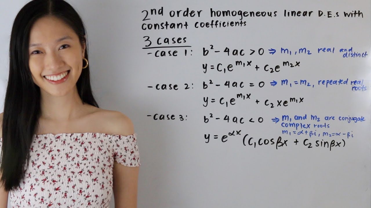 2nd order homogeneous linear differential equations with constant coefficients | Math with Janine