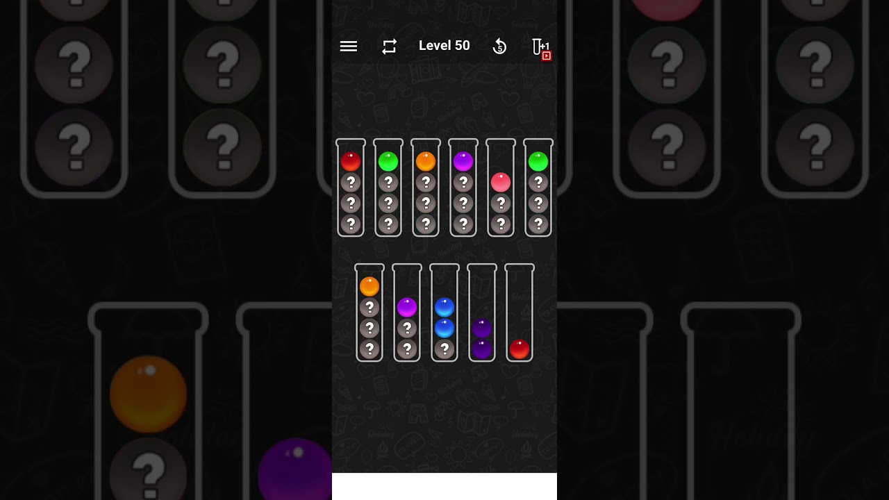 Ball sort color water puzzle level 50