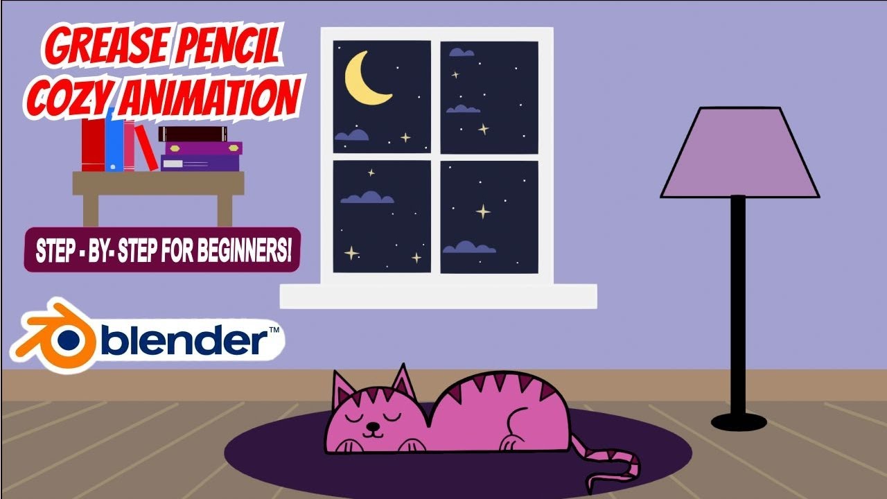 Blender Grease Pencil Tutorial: Cozy Night Scene | Beginner-Friendly 2D Animation