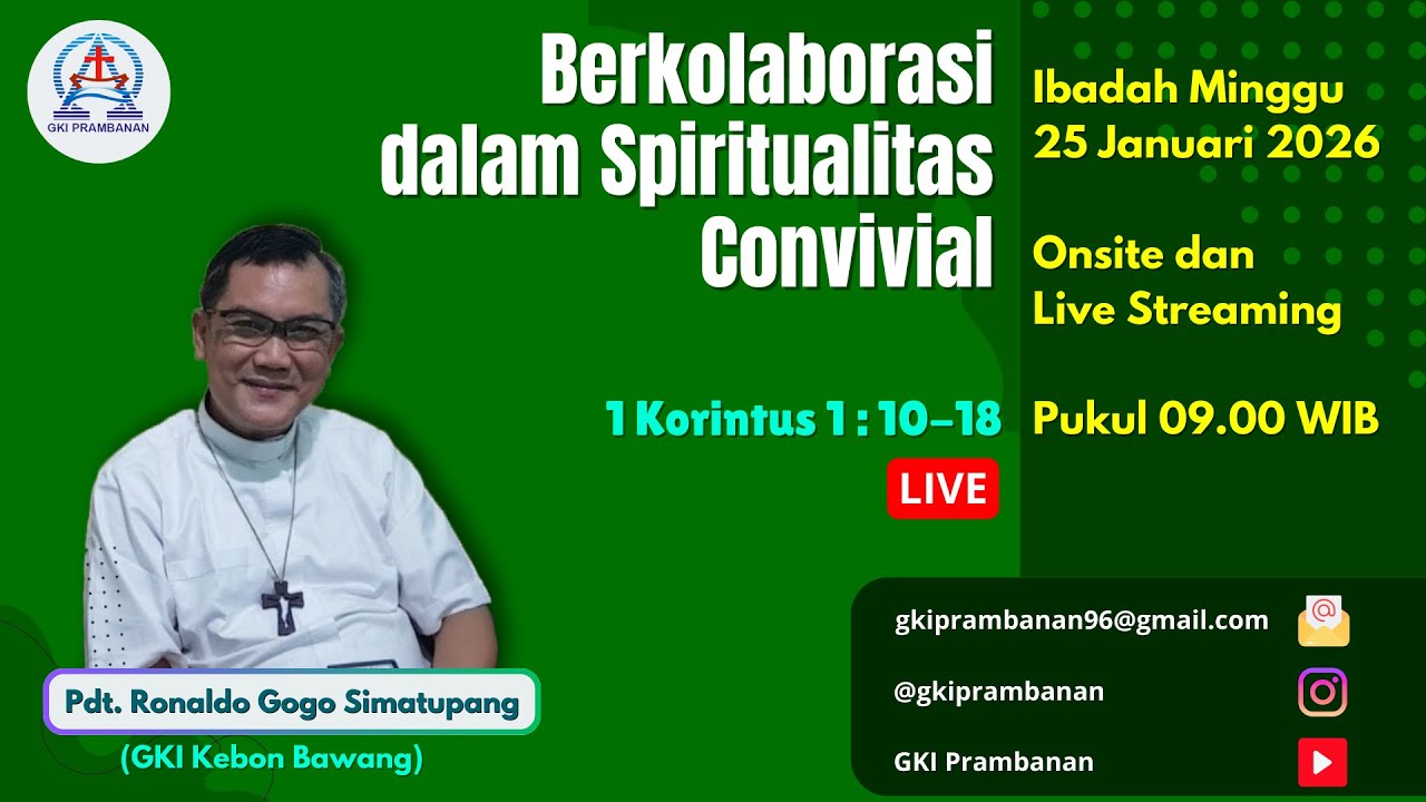 Ibadah Minggu, 25 Januari 2026 “Berkolaborasi dalam Spiritualitas Convivial”