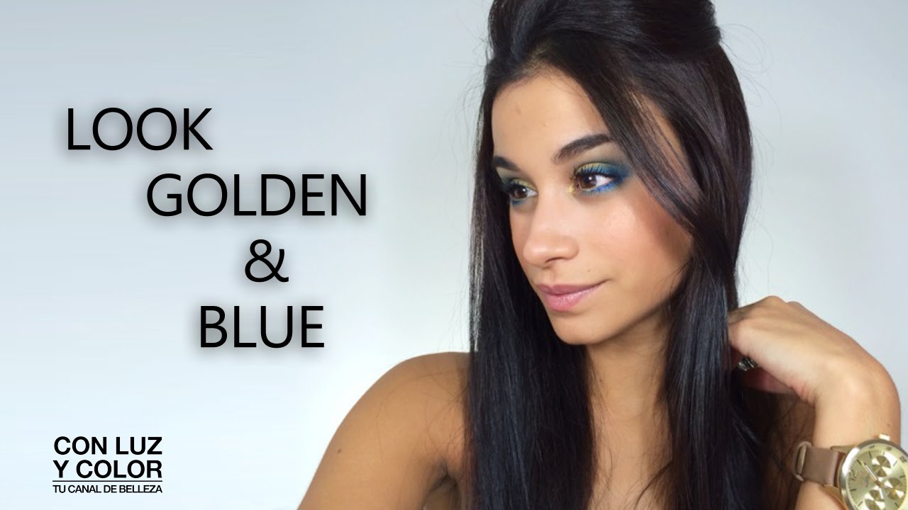 MAQUILLAJE EN AZUL Y DORADO