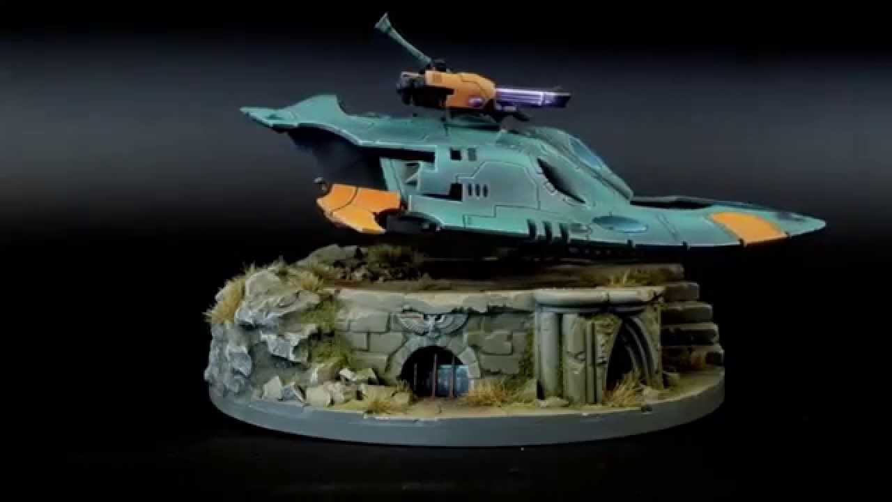 Magnetically levitating Eldar Jetbike and Wave Serpent