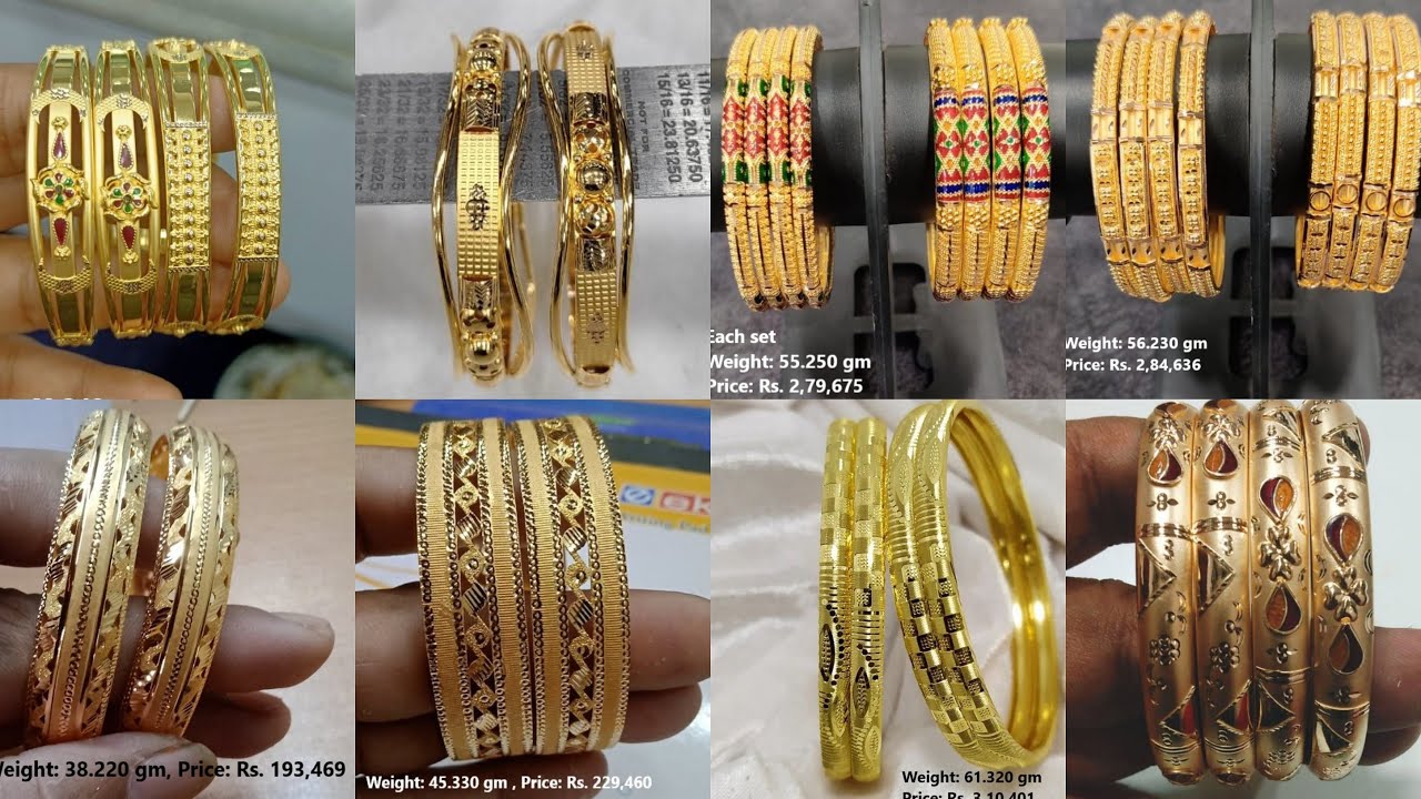 Latest Gold bangles designs 2022 with weight and price| Gold bangle collection #Indhus #gold