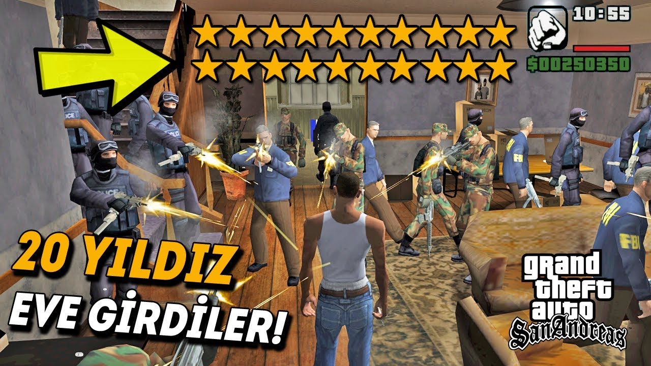 GTA SAN ANDREAS 20 YILDIZ ARANMA GELDİ ! POLİSLER EVE GİRDİ!
