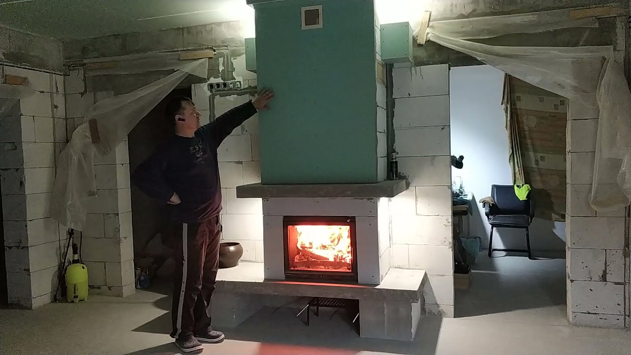 Каминная топка    короб и подсветка часть 4