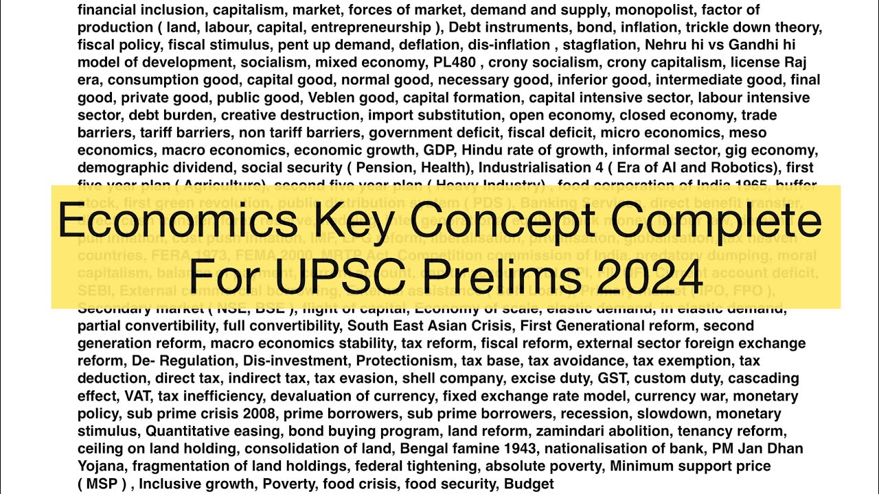 Complete Economics for UPSC 2024 | Indian Economy basic Concepts, UPSC Prelims PYQs | UPSC 2024