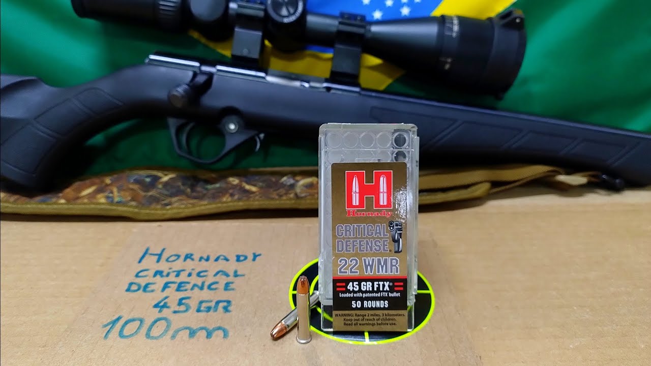 .22WMR HORNADY CRITICAL DEFENSE 45GR - Agrupamento a 100m! Com o CBC 8122M