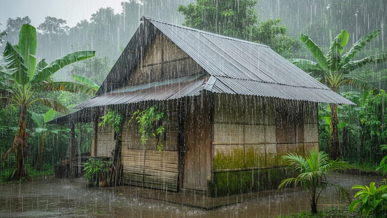Heavy Rainfall at Night on tin Roof | Deep Sleep, Study, Meditation & Insomnia Relief #016