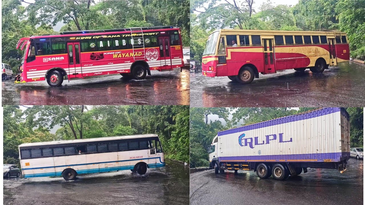 Ksrtc Superfast Buses Private bus and Heavy Truck Turning 6/9 Hairpin bend Thamarassery Ghat #india