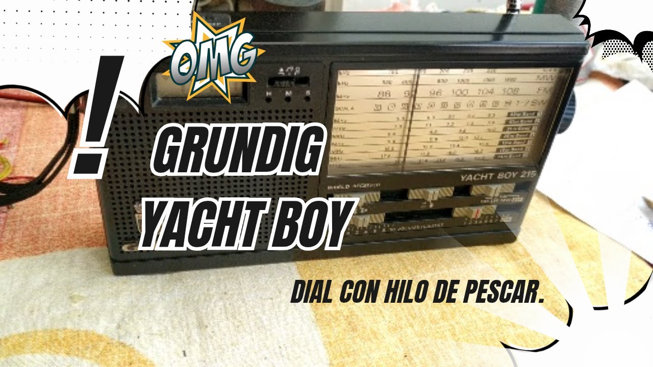 Radio Grundig Yacht Boy 215A con dial roto, le ponemos hilo de pescar...