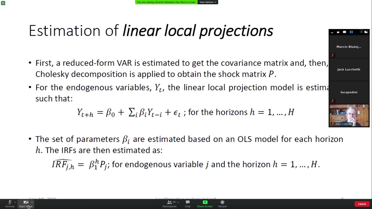 Gerardo Sebastián Díaz Muro – “LocalProjection“: Estimating IRFs with local projections in gretl