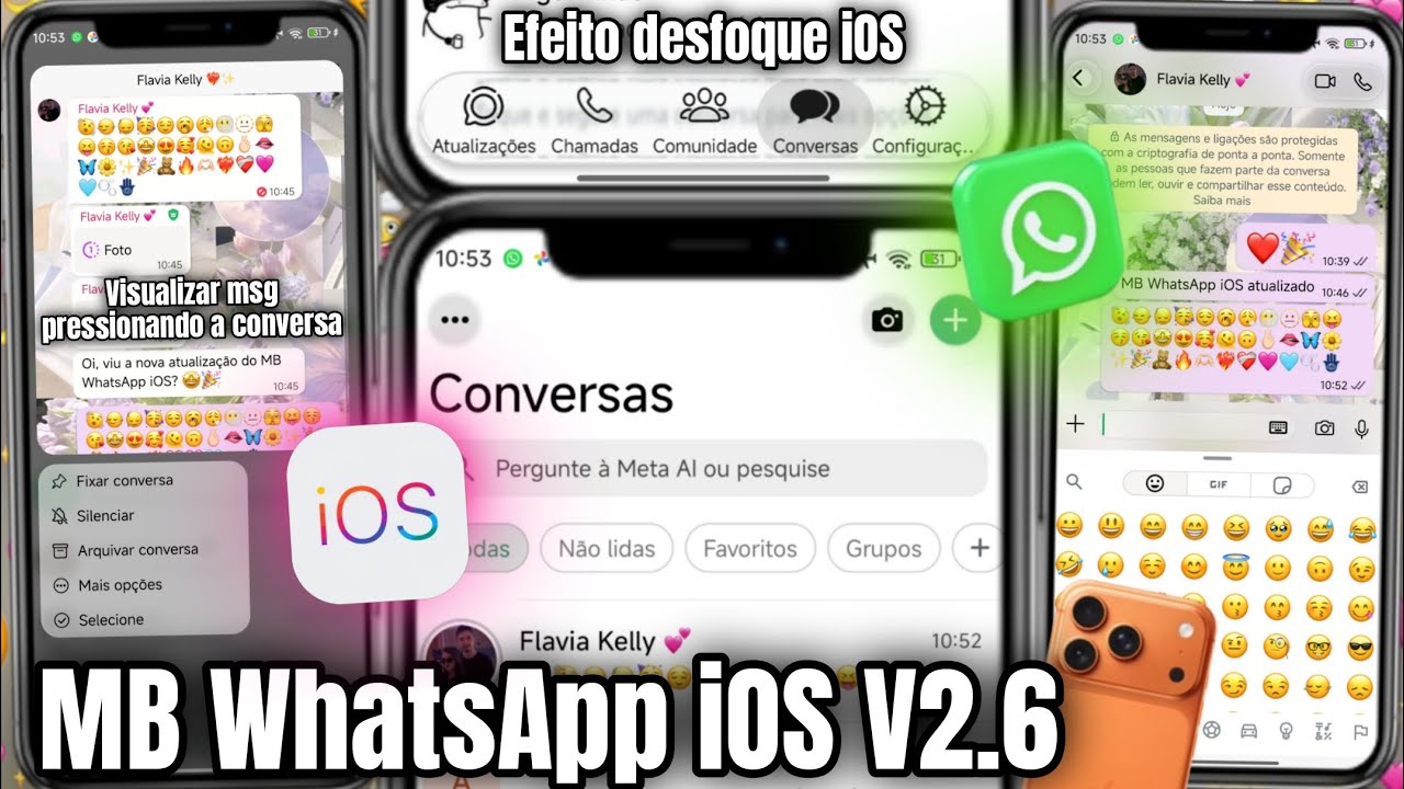 MB WHATSAPP iOS V2.6 🥳 WHATSAPP IGUAL IPHONE 2026 ❤️‍🔥 DESFOQUE iOS + EMOJIS iOS + MUITAS NOVIDADES