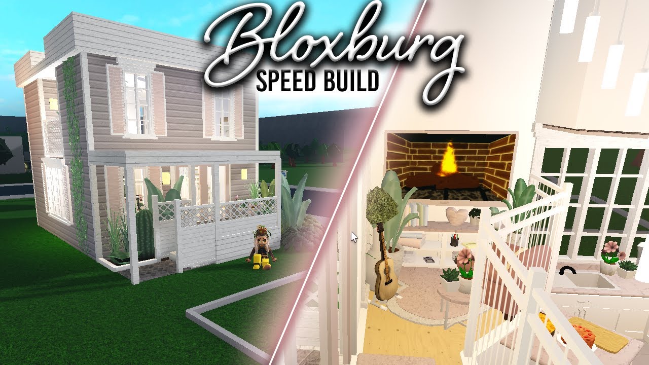 BLOXBURG small blush and boho cottage house Speed build