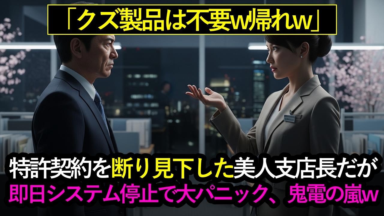 「クズ製品は更新しないｗ帰れｗ」と特許契約を断る美人支店長➡即日システム停止。銀行が大パニックで鬼電ｗ #スカッとする話