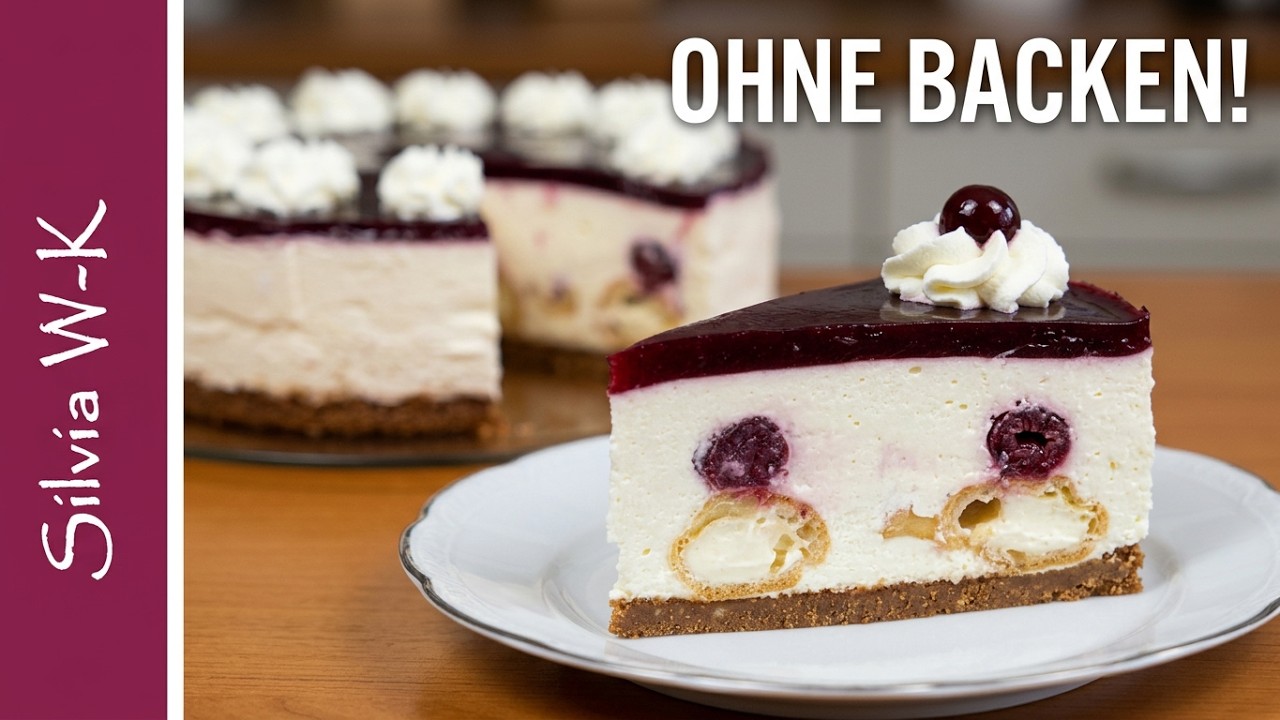 Windbeuteltorte ohne Backen / Windbeuteltorte mit Sauerkirschen / no bake