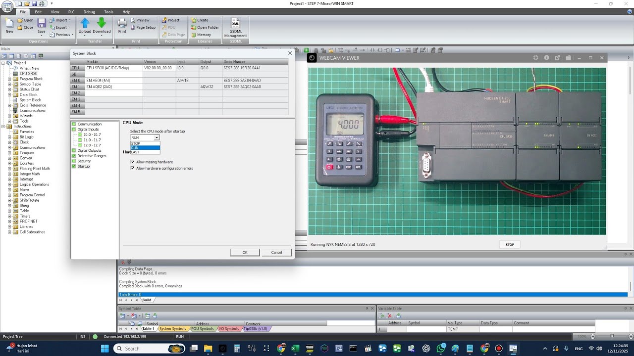 Cara agar saat Start Up, PLC Huseen dalam Mode Run. STEP 7-MicroWIN SMART