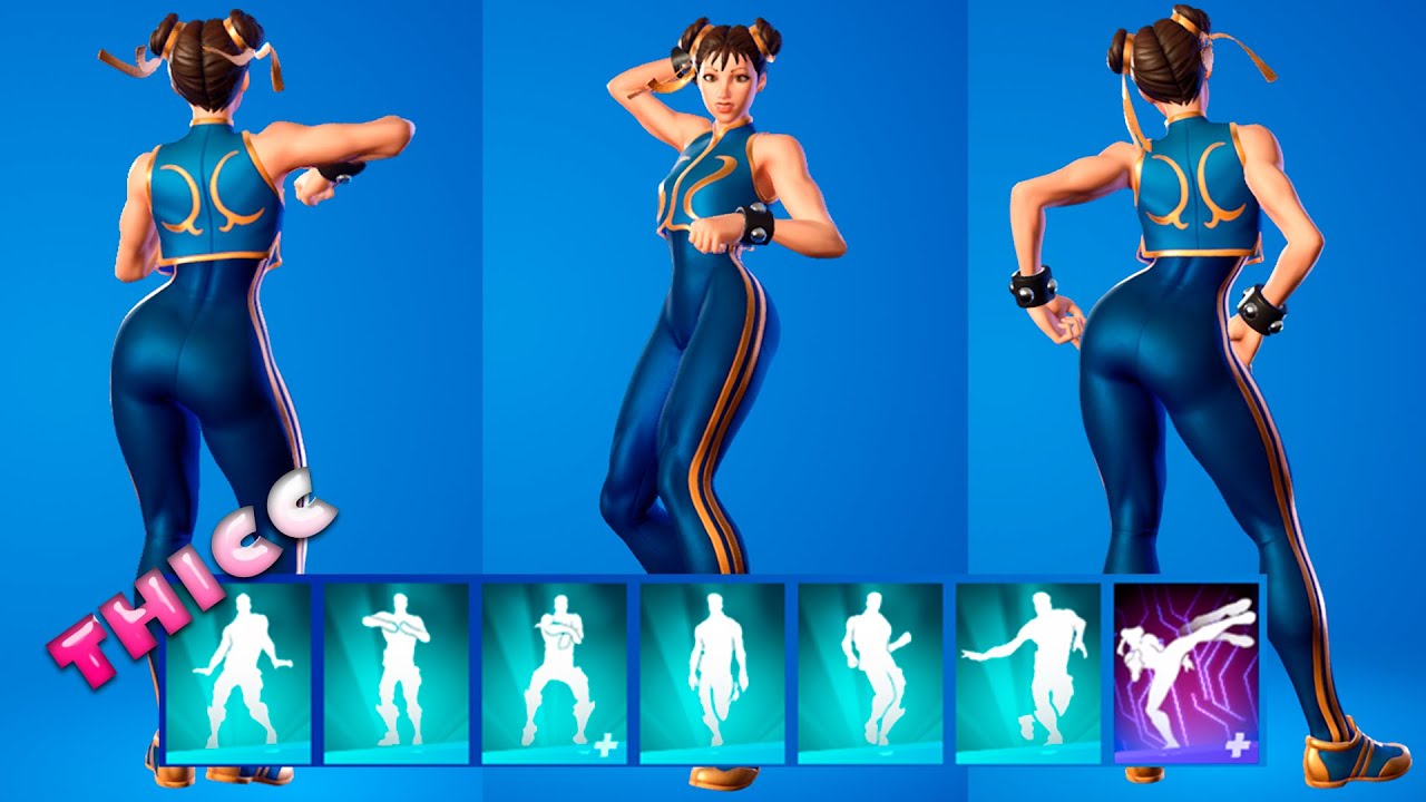 FORTNITE CHUN-LI SHOWCASED WITH BEST DANCES & EMOTES