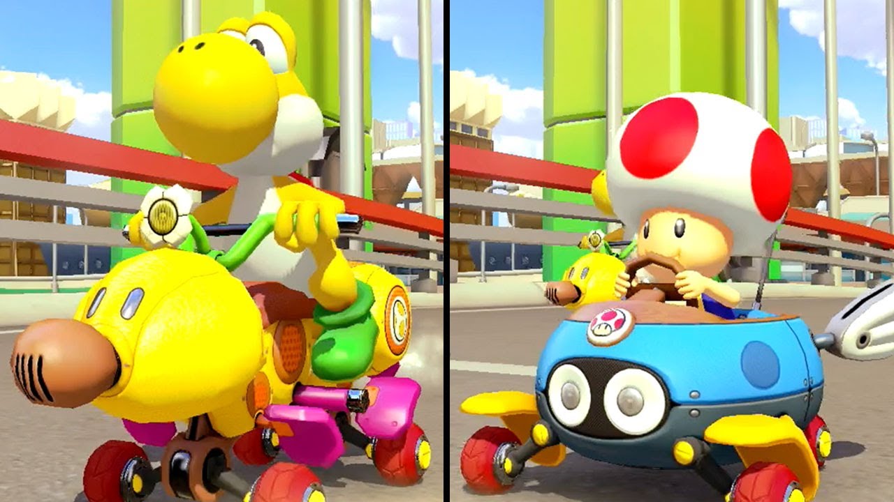 Mario Kart 8 Deluxe (Booster Pack) - Multiplayer - Yellow Yoshi vs Toad (Lucky Cat Cup 100cc)