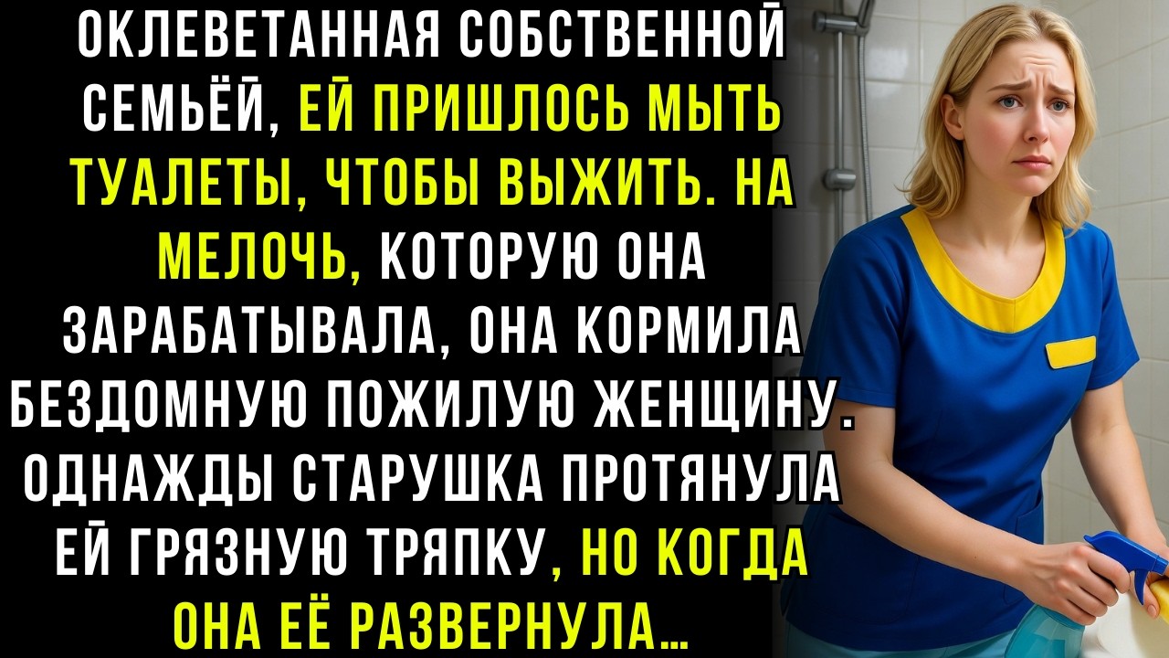ОКЛЕВЕТАННАЯ СЕМЬЁЙ, ОНА МЫЛА ТУАЛЕТЫ И КОРМИЛА БЕЗДОМНУЮ. НО ОДНАЖДЫ СТАРУШКА ДАЛА ЕЙ СВЁРТОК…