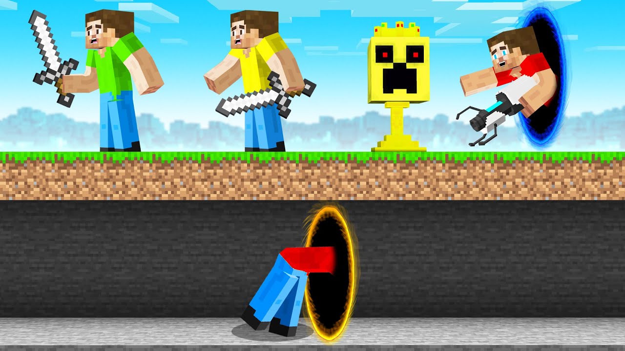 HUNTERS vs SPEEDRUNNER But With PORTAL GUNS! (Minecraft)