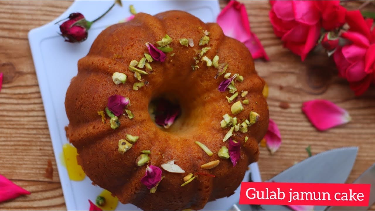 Eggless Gulab Jamun Cake .. Gulab Jamun Premix Cake..indian Fusion Cake ..