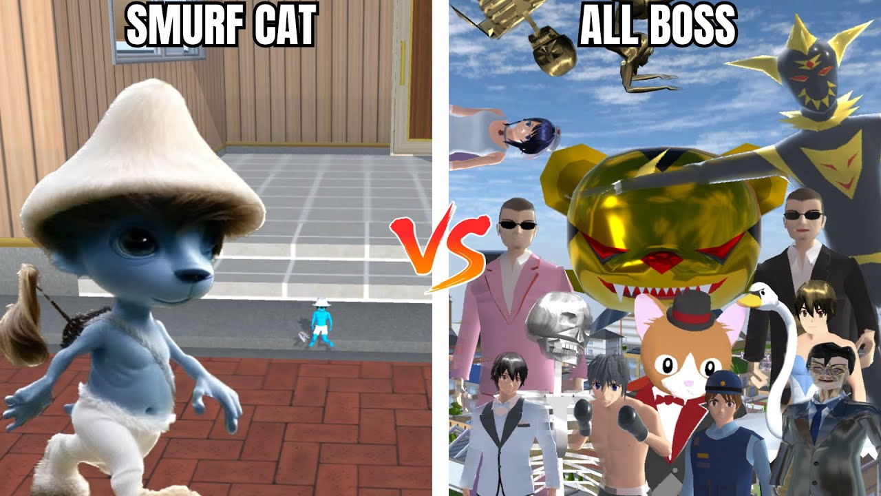 EXPERIMEN SMURF CAT VS SELURUH BOSS DI GAME SAKURA!!