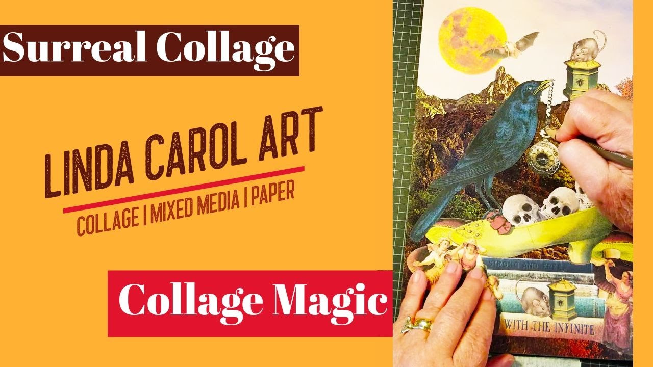 Collage Magic™ Surreal Collage - Autumn Crow Totem - Balance - Symbolism - Narrative
