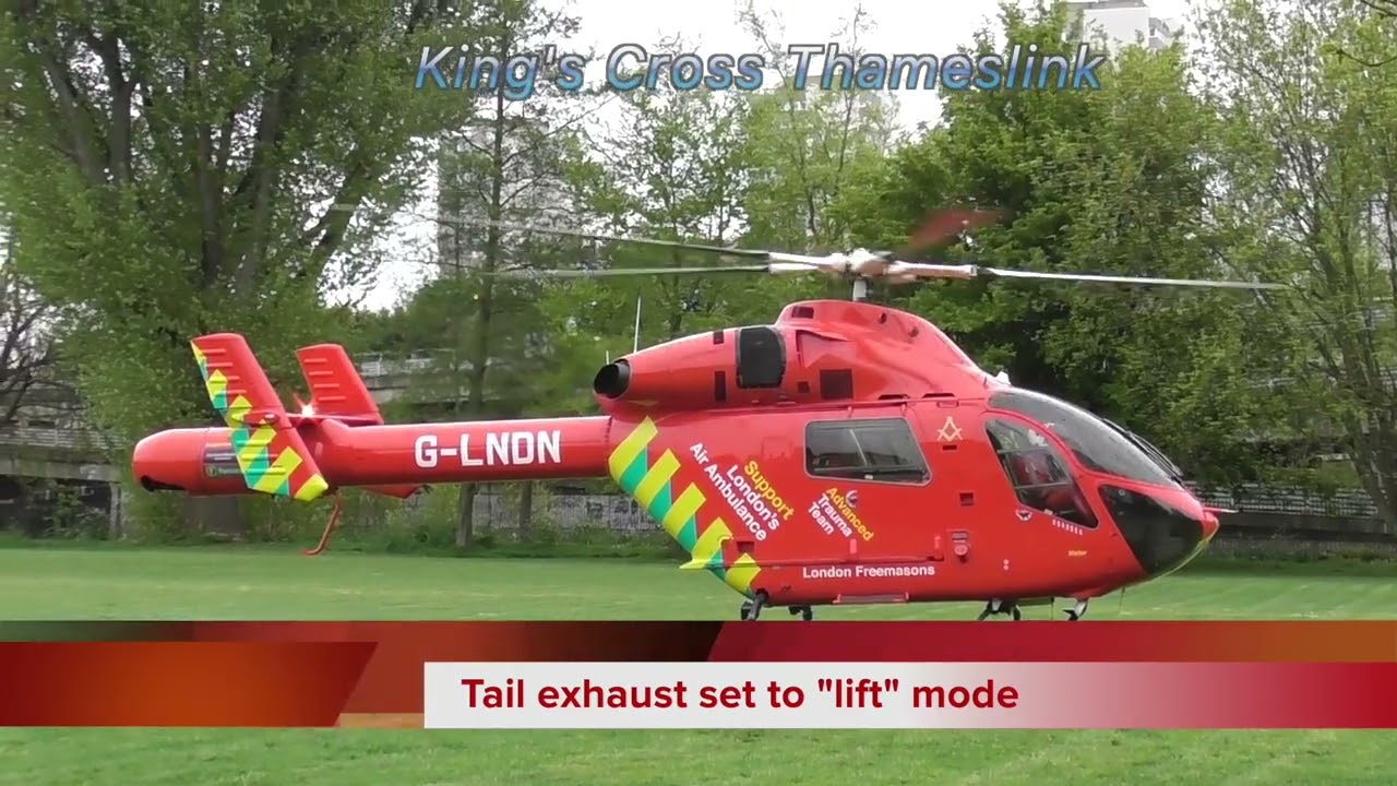 London Air Ambulance McDonnell Douglas MD902 Explorer G-LNDN Startup + Takeoff