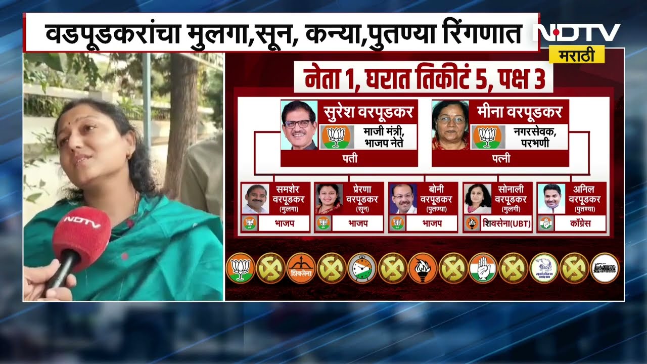Parbhani मध्ये एकाच घरात पाच जणांना तिकीट! वडपूडकरांचा मुलगा, सून, कन्या रिंगणात | NDTV मराठी