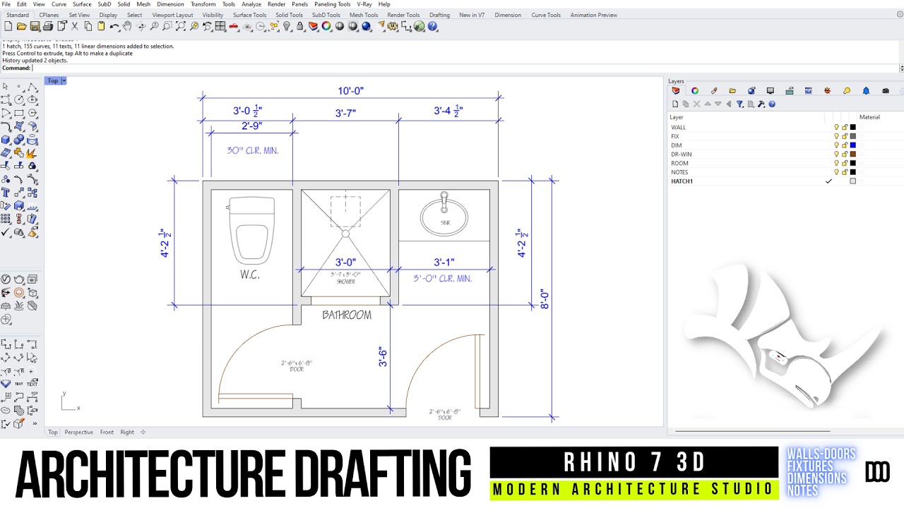 Rhino 3D drafting architectural drawings and how to get started creating construction documents.