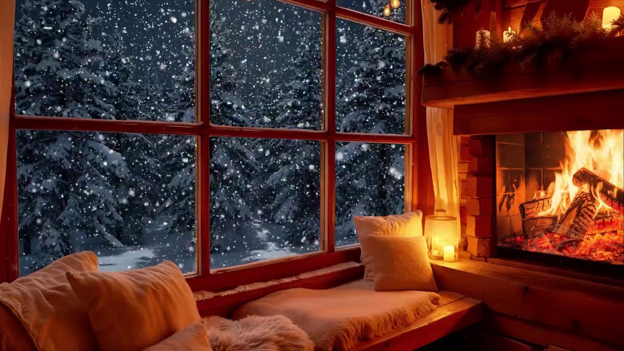 Peaceful Snowy Fireplace Jazz ❄️ Winter Ambience for Deep Focus & Study Flow
