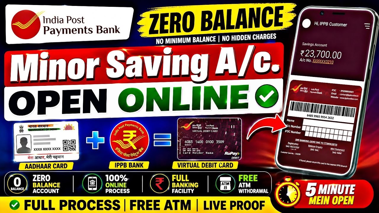 Ippb Minor Account Opening Online 2025 | India Post Payment Bank Account Opening Online 2025