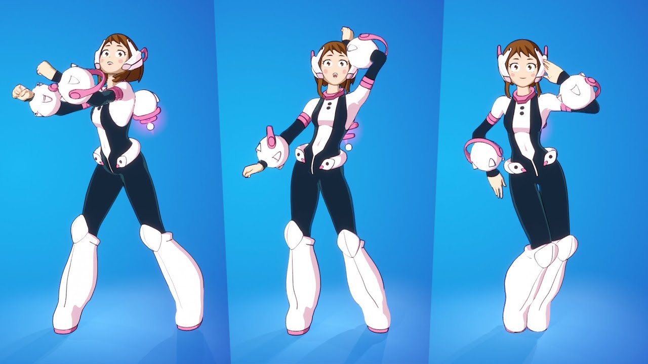 Ochaco Uraraka Skin Showcase with Emotes and Dances | Fortnite Battle Royale X My Hero Academia