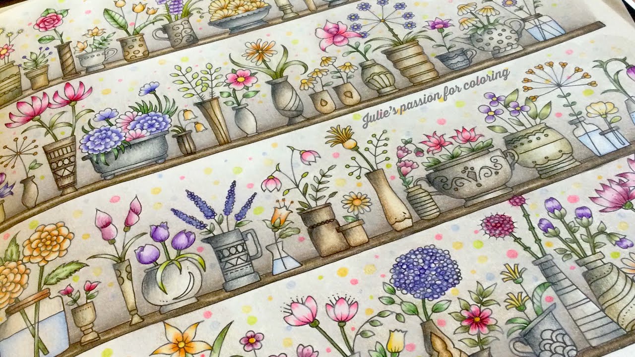 WORLD OF FLOWERS by Johanna Basford - prismacolor pencils - color along