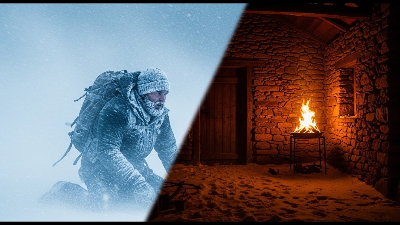 Sobreviviendo a una tormenta de nieve en casa de piedra abandonada | La más intensa de la historia